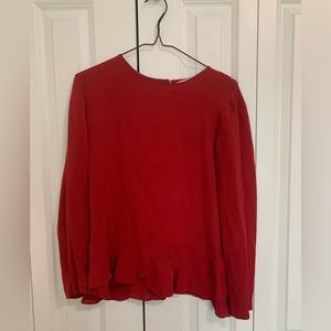 Diane Von Furstenberg red long sleeve shirt size 10